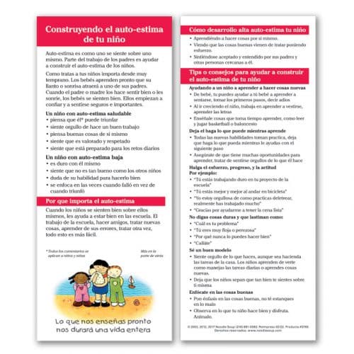 Building Your Child’s Self-Esteem flier pack - Spanish