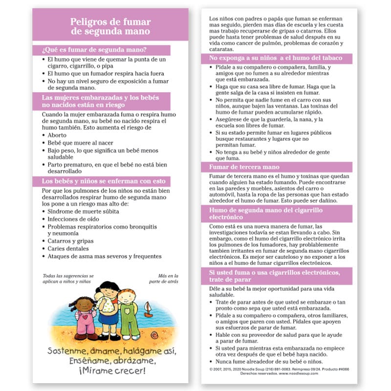 Dangers of Second-Hand Smoke Parent Pack Spanish