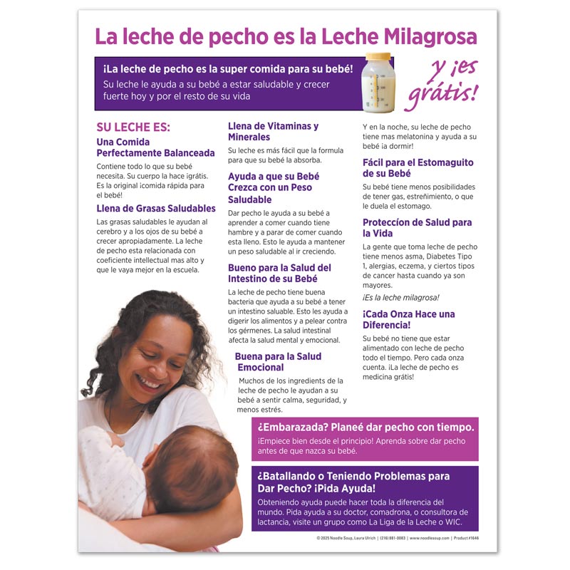 Breastmilk is Miracle Milk tear pad - Spanish