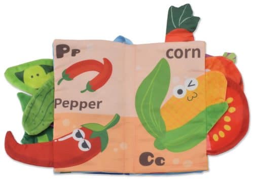 Internal pages of Vegetables Cloth Book showing colorful vegetable illustrations