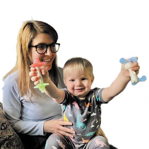 Biting Teething Rattle Bell set of 2 teething rattles #9805